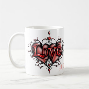 Steampunk Frame with Red Roses and Gears Coffee Mug