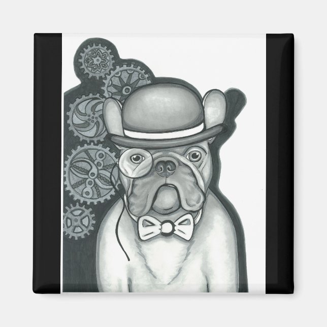 Steampunk French Bulldog magnet (Front)