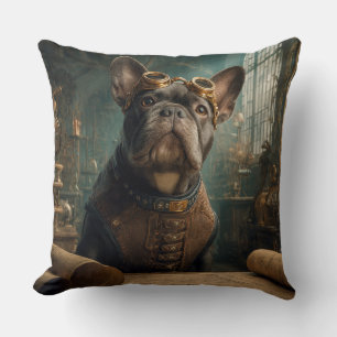 Steampunk Frenchie (Edition 2) - 20" x 20"  Throw Pillow