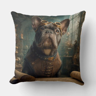Steampunk Frenchie (Edition 2) - 20" x 20"  Throw Pillow