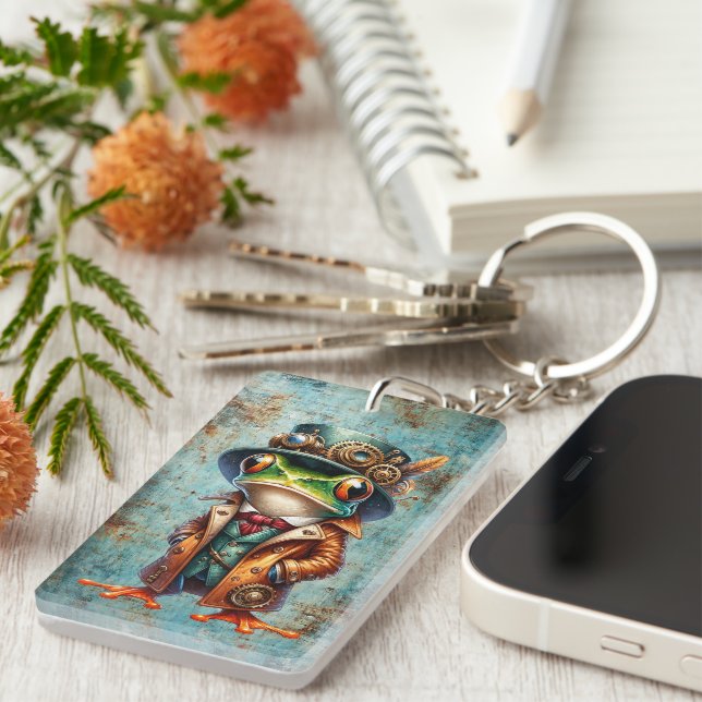 Steampunk Frog  Keychain (Front Right)