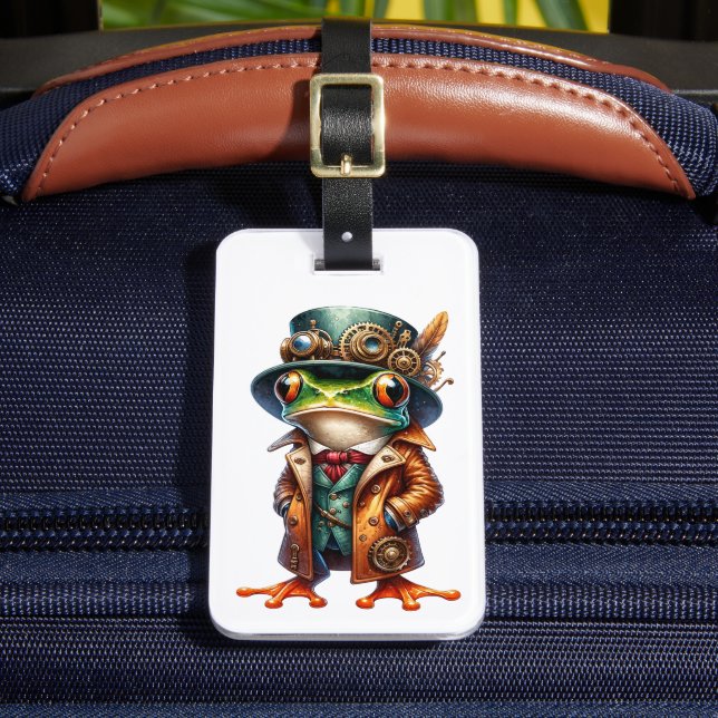 Steampunk Frog Luggage Tag (Front Insitu 2)