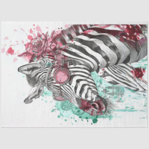 Steampunk Fun Black Pink Zebra Decoupage Tissue Paper