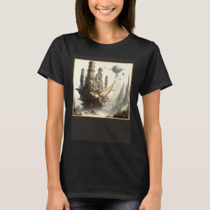 Steampunk Future City Retro Scifi Mechanical Gear  T-Shirt