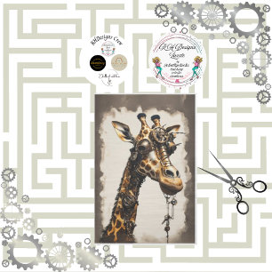 Steampunk futuristic happy camel decoupage tissue paper