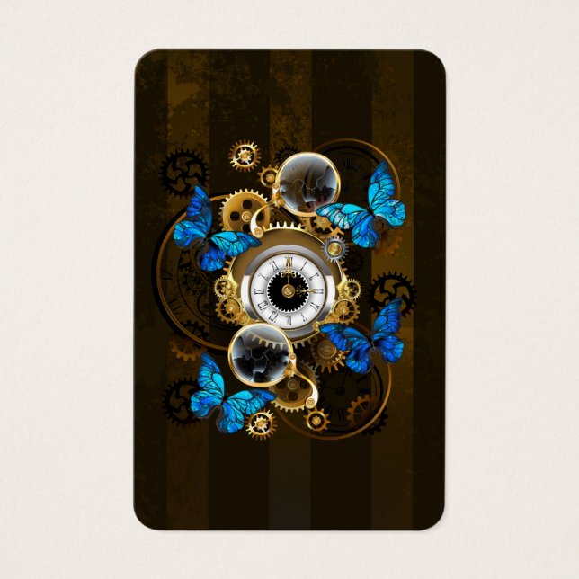 Steampunk Gears and Blue Butterflies (Front)