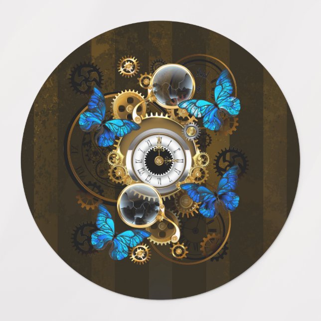 Steampunk Gears and Blue Butterflies (Design 1)