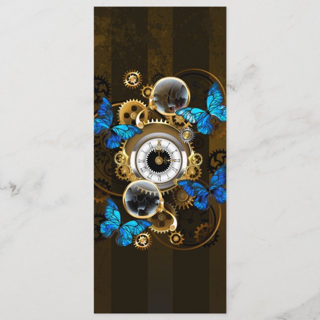 Steampunk Gears and Blue Butterflies Advice Card (Front)