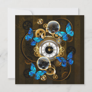 Steampunk Gears and Blue Butterflies Advice Card
