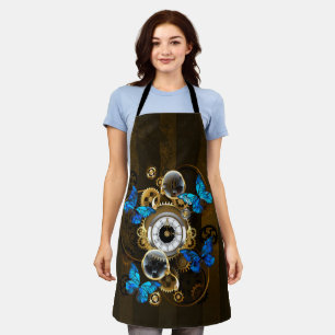 Steampunk Gears and Blue Butterflies Apron
