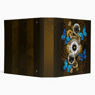 Steampunk Gears and Blue Butterflies Binder