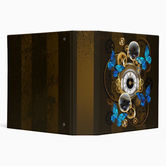 Steampunk Gears and Blue Butterflies Binder (Background)