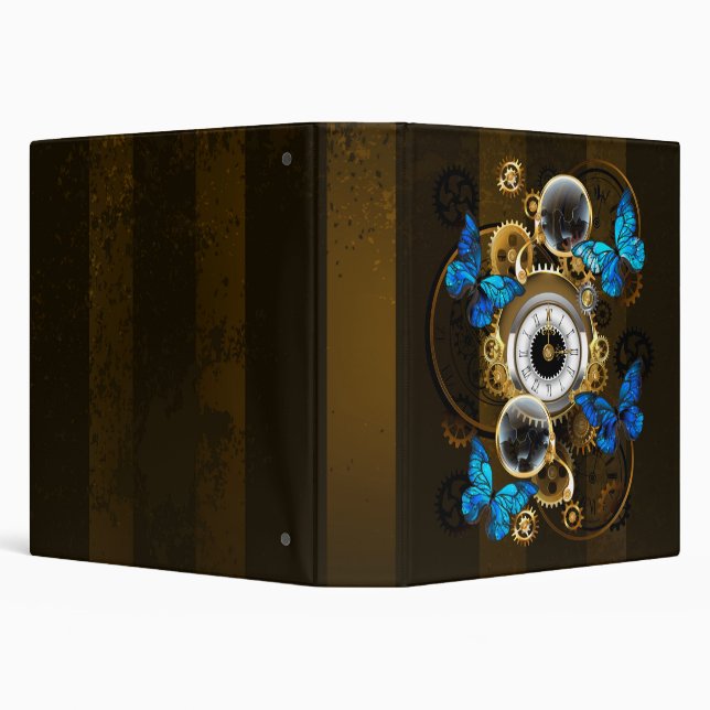 Steampunk Gears and Blue Butterflies Binder (Background)