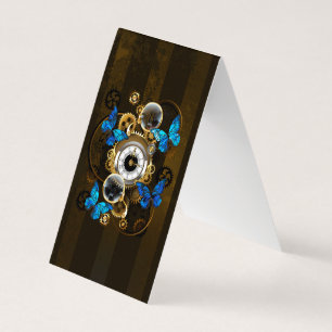 Steampunk Gears and Blue Butterflies Business Card