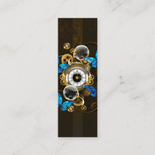 Steampunk Gears and Blue Butterflies Calling Card