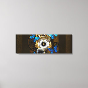 Steampunk Gears and Blue Butterflies Canvas Print