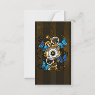 Steampunk Gears and Blue Butterflies Card