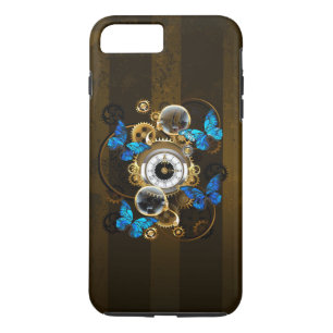 Steampunk Gears and Blue Butterflies Case-Mate iPhone Case