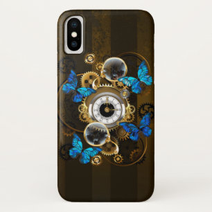Steampunk Gears and Blue Butterflies Case-Mate iPhone Case