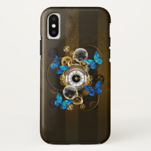 Steampunk Gears and Blue Butterflies Case-Mate iPhone Case