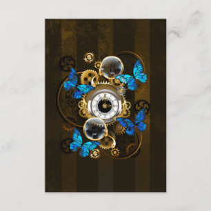 Steampunk Gears and Blue Butterflies Enclosure Card