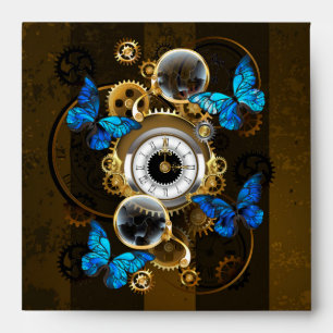 Steampunk Gears and Blue Butterflies Envelope