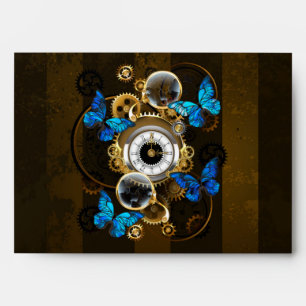 Steampunk Gears and Blue Butterflies Envelope
