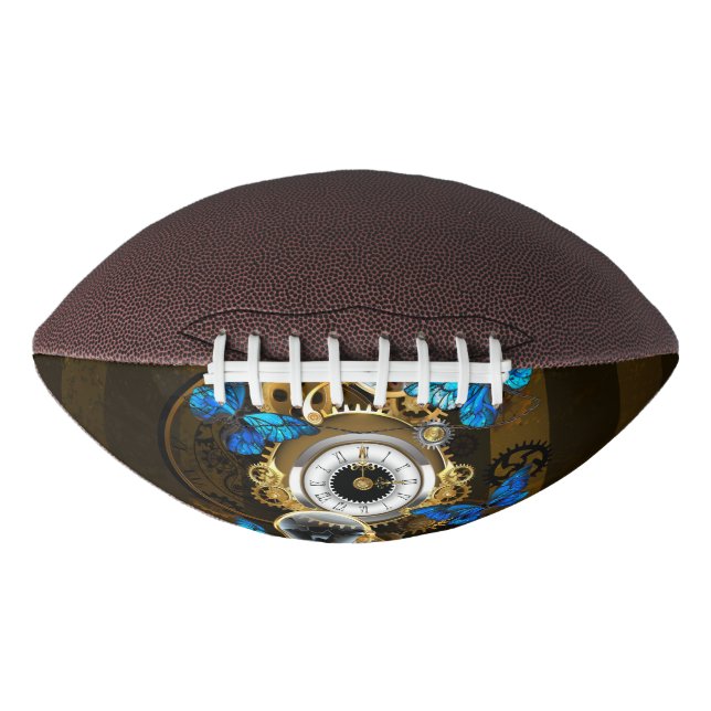 Steampunk Gears and Blue Butterflies Football (Front)