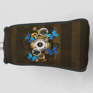 Steampunk Gears and Blue Butterflies Golf Head Cover