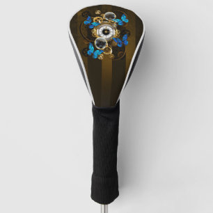 Steampunk Gears and Blue Butterflies Golf Head Cover