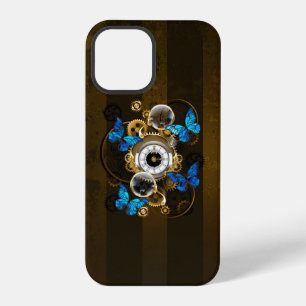 Steampunk Gears and Blue Butterflies iPhone 12 Pro Case