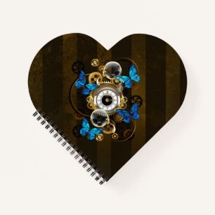 Steampunk Gears and Blue Butterflies Notebook