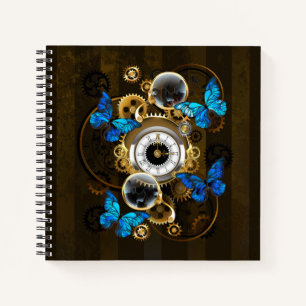 Steampunk Gears and Blue Butterflies Notebook