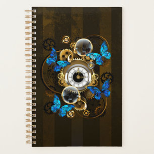 Steampunk Gears and Blue Butterflies Planner