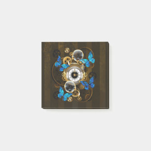 Steampunk Gears and Blue Butterflies Post-it Notes