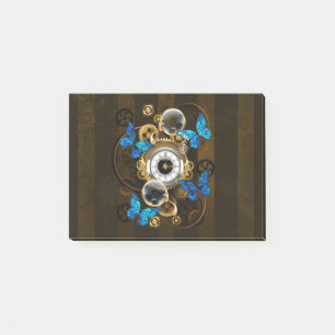Steampunk Gears and Blue Butterflies Post-it Notes