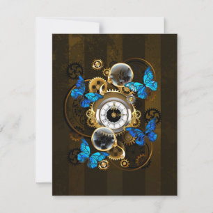Steampunk Gears and Blue Butterflies Save The Date