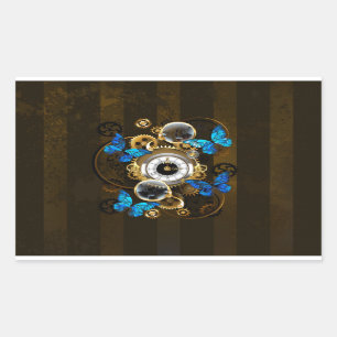 Steampunk Gears and Blue Butterflies Sticker