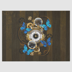 Steampunk Gears and Blue Butterflies Tissue Paper