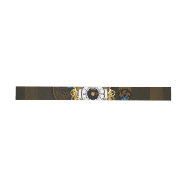 Steampunk Gears and Blue Butterflies Wrap Around Label (Individual)