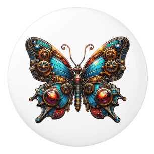 Steampunk Gears and Butterfly Ceramic Knob