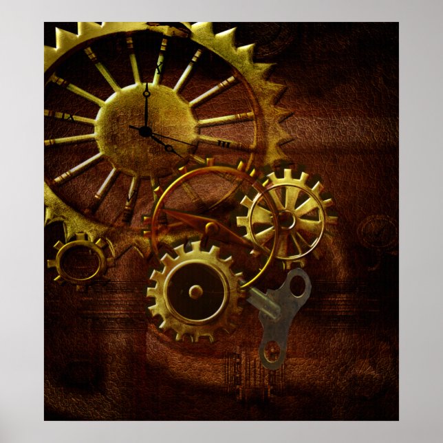 Steampunk Gears and Pipes Poster (Front)