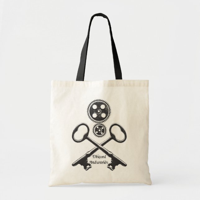 Steampunk Gears and Skull Tote Bag (Front)
