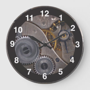Steampunk Gears 🕰️ Anniversary Special Silver Large Clock