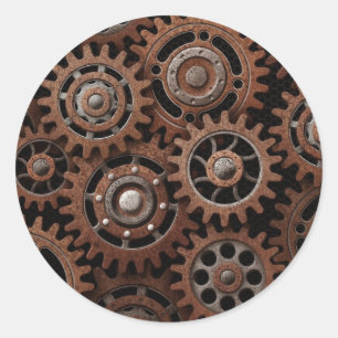 Steampunk Gears Classic Round Sticker