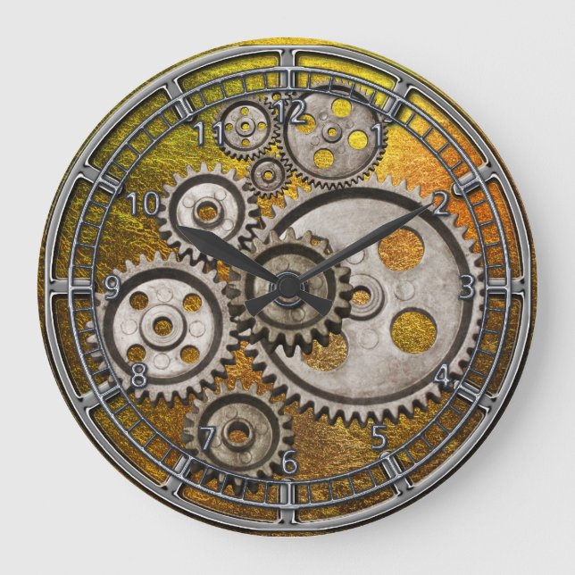 steampunk gears cogs engine vintage machine clock (Front)