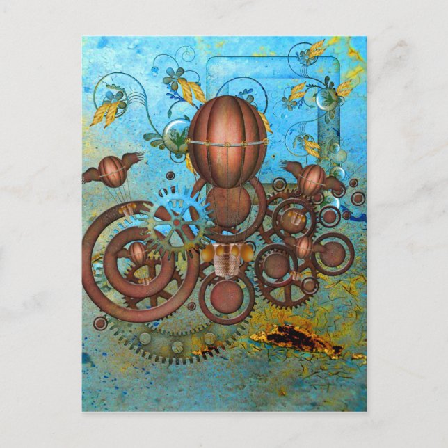 Steampunk Gears Collections Aqua Copper Carte post (Devant)