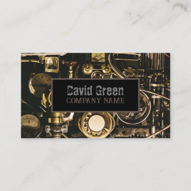 Steampunk Gears Industrial Contractor Mechanic  Business Card (Front)