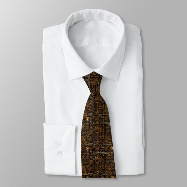 Steampunk Gears Neck Tie (Tied)