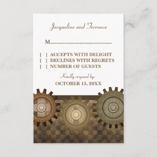 Steampunk Gears RSVP Card, Brown Card